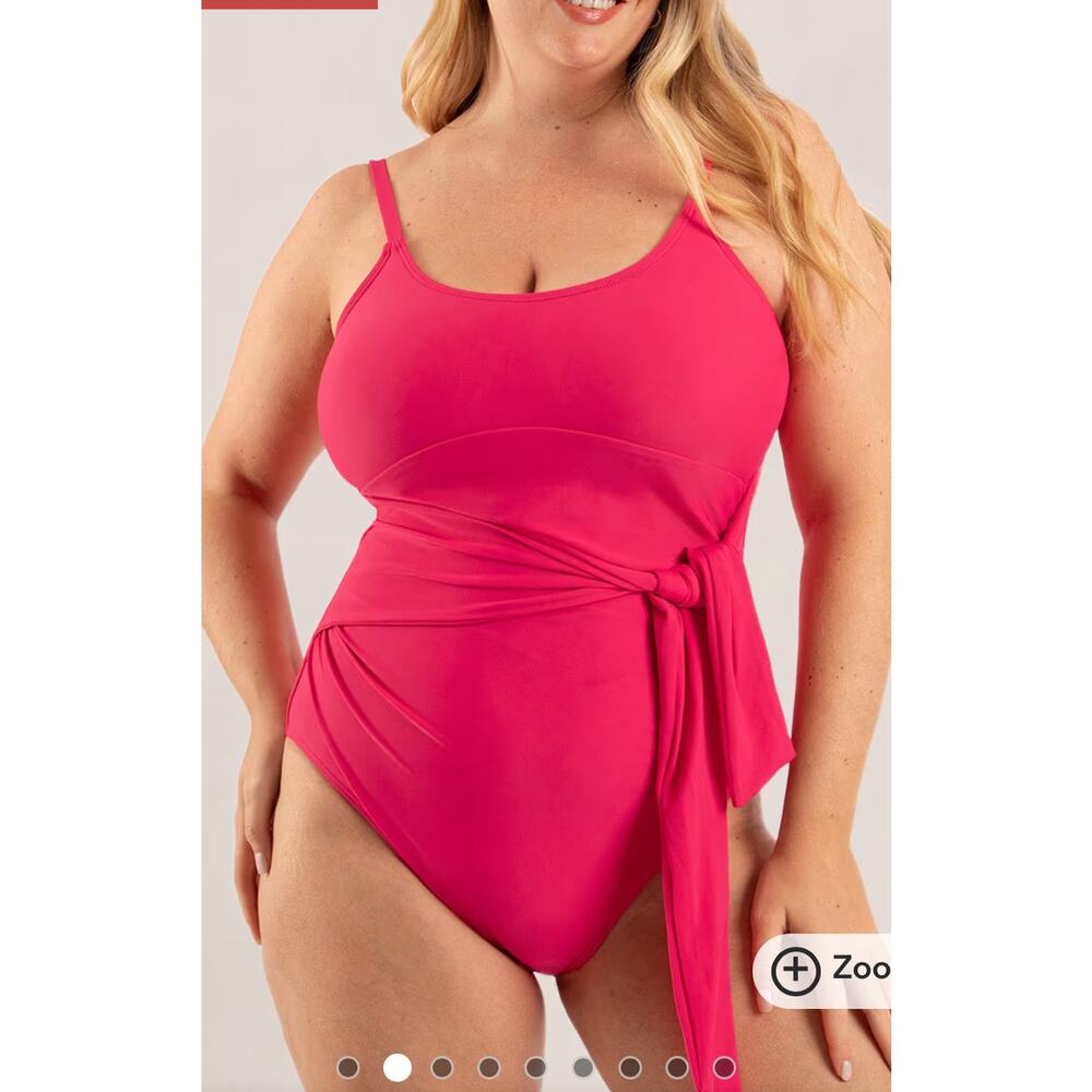 Brand New Shapermint Essentials Women's Small Pink One Piece Swimsuit Tie Belt
